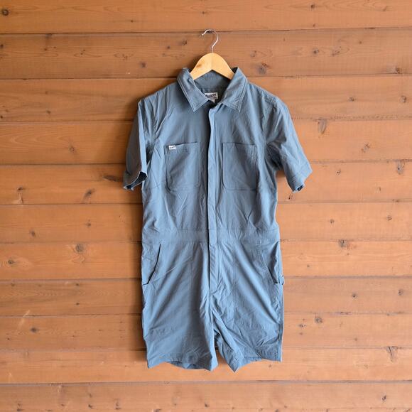 Duluth Heirloom Gardening 7" Short Coveralls Green Zip Up Pockets S NWOT Romper - Picture 2 of 6